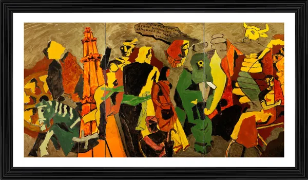 Tribhang-_Triptych_(India_Series_Paintings)-_M.F._Husain's_Painting,_Framed,_Wall_Decor,_Multicolor