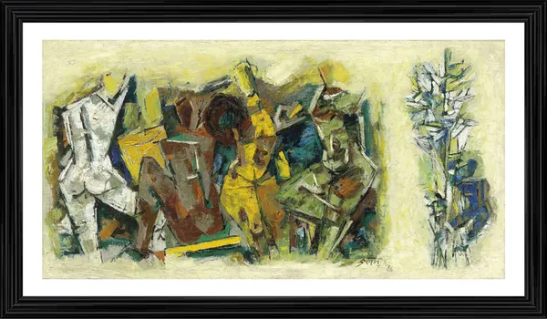 The_Women_(India_Series_Paintings)-_M.F._Husain's_Painting,_Framed,_Wall_Decor,_Multicolor