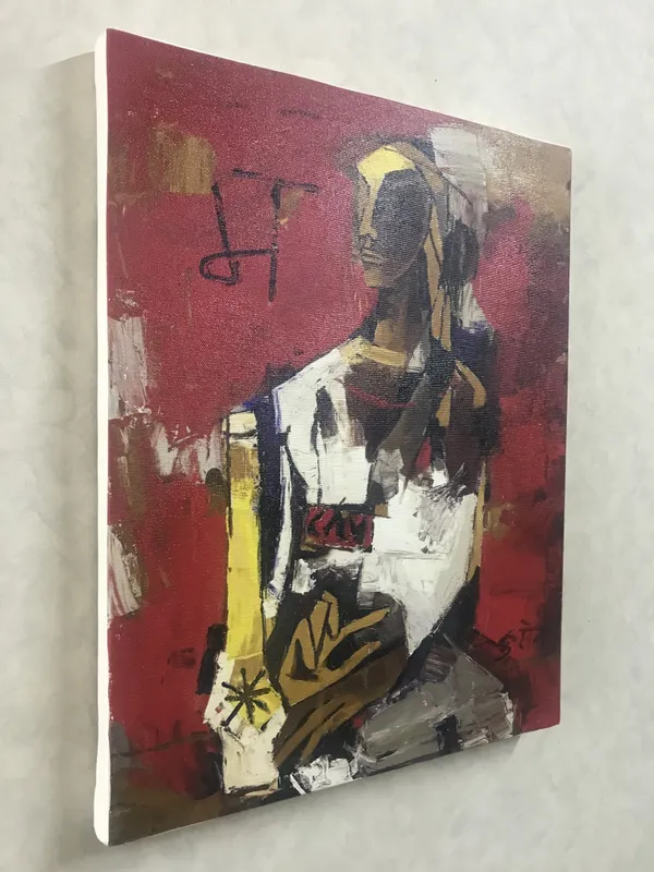 Woman_in_Red_(1964)-_M.F._Husain's_Painting,_Framed_Canvas,_Wall_Decor,_Multicolor