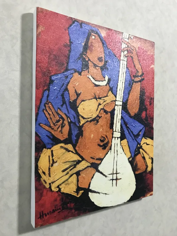 Lady_with_Sitar-_M.F._Husain's_Painting,_Framed_Canvas,_Wall_Decor,_Multicolor