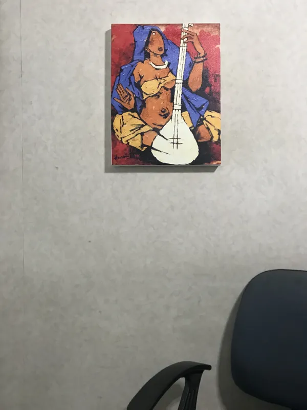 Lady_with_Sitar-_M.F._Husain's_Painting,_Framed_Canvas,_Wall_Decor,_Multicolor