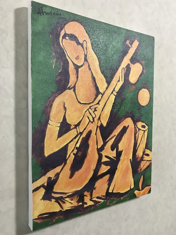 Lady_with_Veena-_M.F._Husain's_Painting,_Framed_Canvas,_Wall_Decor,_Multicolor