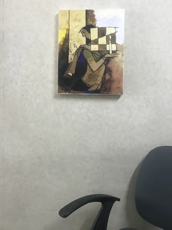 Lady_with_a_Candle-_M.F._Husain's_Painting,_Framed_Canvas,_Wall_Decor,_Multicolor