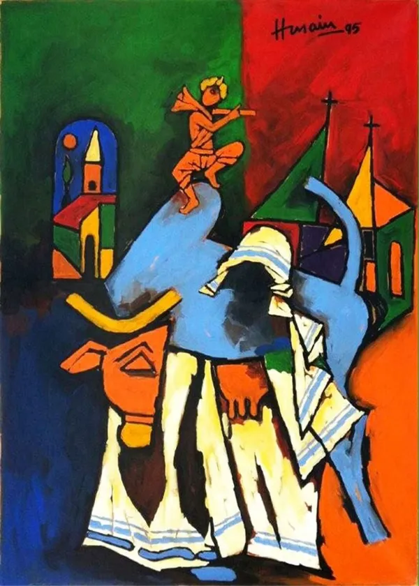 Mother_Teresa-_A_Religion_of_Sympathy_(1996)-_M.F._Husain's_Painting,_Framed_Canvas,_Wall_Decor,_Multicolor