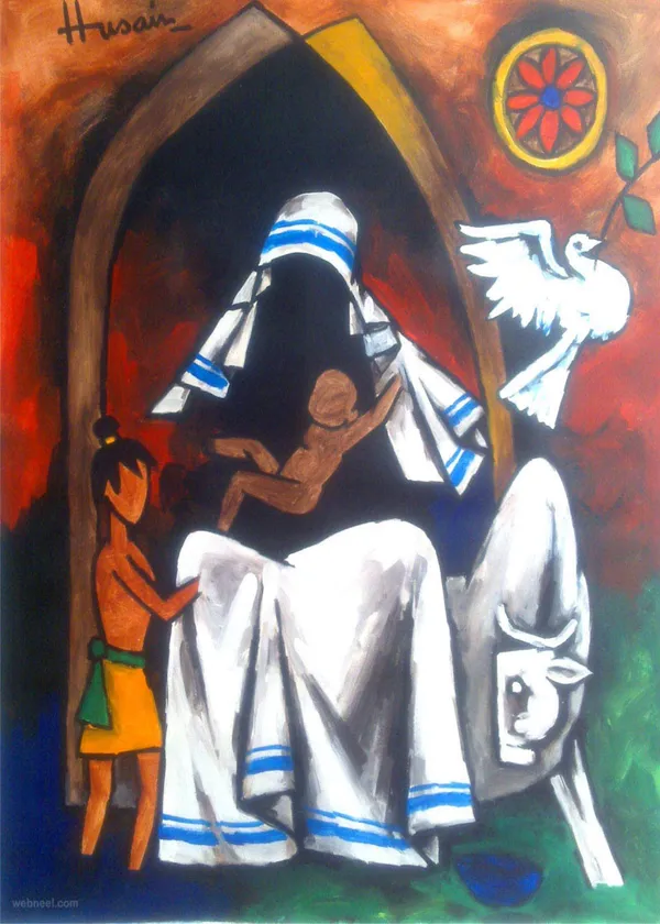 Mother_Teresa-_Goddess_of_Peace-_M.F._Husain's_Painting,_Framed_Canvas,_Wall_Decor,_Multicolor