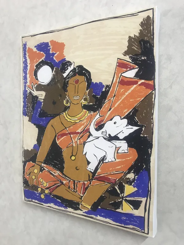 Lakshmi-_M.F._Husain's_Painting,_Framed_Canvas,_Wall_Decor,_Multicolor
