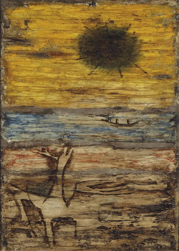 Wasteland_(1963)-_M.F._Husain's_Painting,_Framed_Canvas,_Wall_Decor,_Multicolor