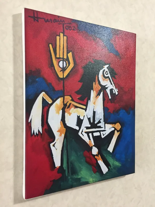 The_Horse_(2002)-_M.F._Husain's_Painting,_Framed_Canvas,_Wall_Decor,_Multicolor