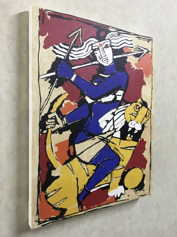 Goddess_Durga-_M.F._Husain's_Painting,_Framed_Canvas,_Wall_Decor,_Multicolor