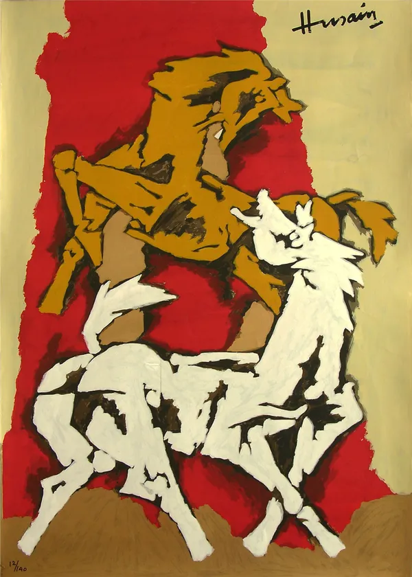 Horse's_Love-_M.F._Husain's_Painting,_Framed_Canvas,_Wall_Decor,_Multicolor