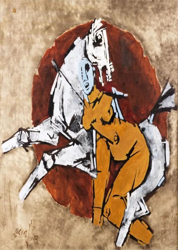 A_Queen's_Horse-_M.F._Husain's_Painting,_Framed_Canvas,_Wall_Decor,_Multicolor