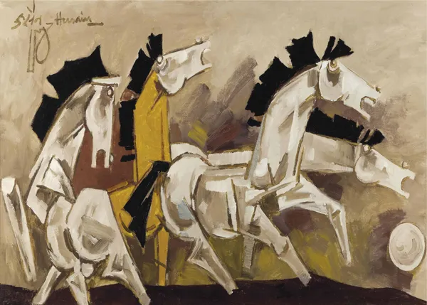 Four_Horses_-_M.F._Husain's_Painting,_Framed_Canvas,_Wall_Decor,_Multicolor