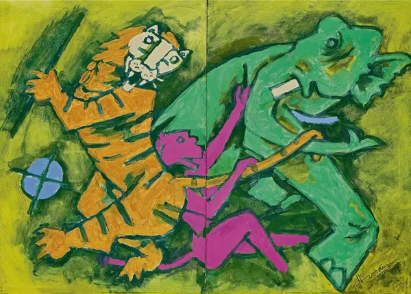Spirit_of_India-_M.F._Husain's_Painting,_Framed_Canvas,_Wall_Decor,_Multicolor
