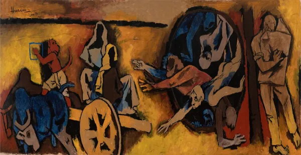 Beyond_Theory_(India_Series_Paintings)-_M.F._Husain's_Painting,_Framed_Canvas,_Wall_Decor,_Multicolor