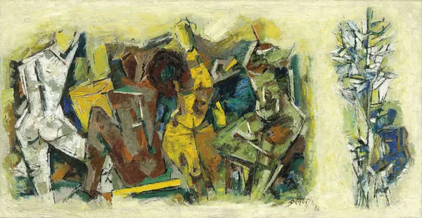 The_Women_(India_Series_Paintings)-_M.F._Husain's_Painting,_Framed_Canvas,_Wall_Decor,_Multicolor