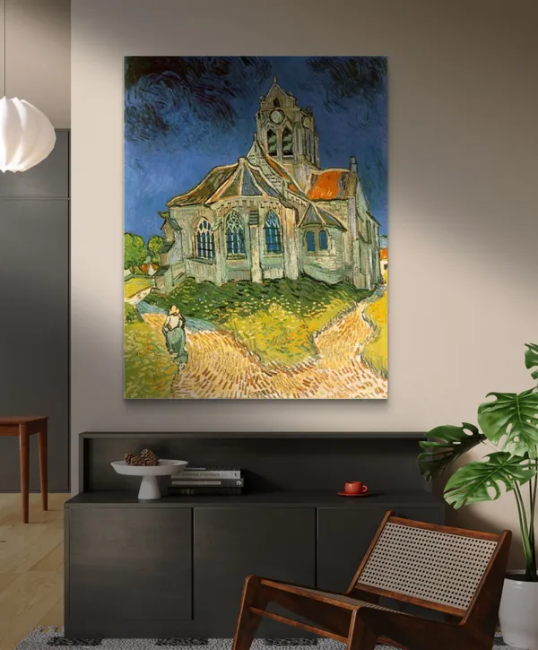 The_Church_at_Auvers_(1890),_A_Painting_by_Van_Gogh,_Unframed_Canvas_Print,_Multicolor