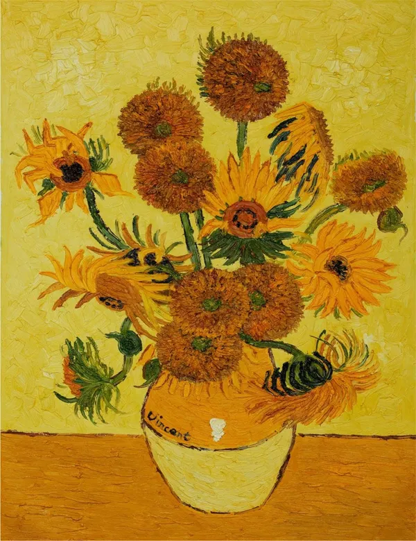 Vase_with_Fifteen_Sunflowers_(1888),_A_Painting_by_Van_Gogh,_Unframed_Canvas_Print,_Multicolor