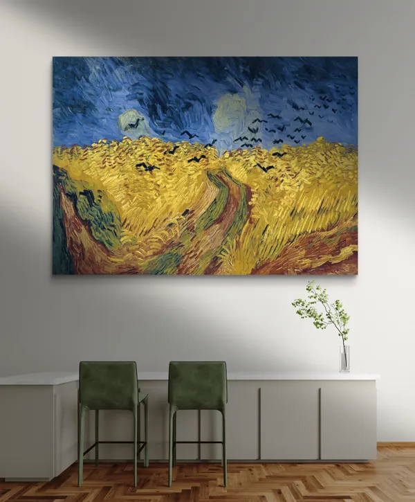 Wheatfield_with_Crows_(1890)_,_A_Painting_by_Van_Gogh,_Unframed_Canvas_Print,_Multicolor