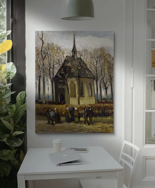 Leaving_the_Reformed_Church_(1884),_A_Painting_by_Van_Gogh,_Unframed_Canvas_Print,_Multicolor