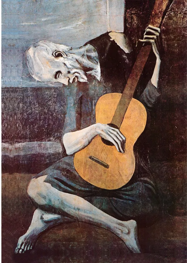*The_Old_Guitarist*_(1903),_A_Painting_by_Picasso,_Unframed_Canvas_Print,_Multicolor