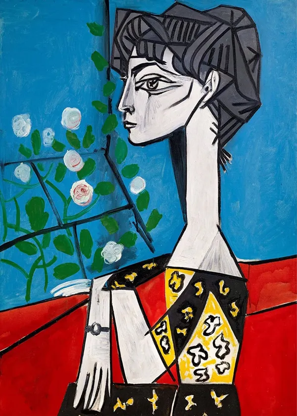 *Jacqueline_with_flowers*_(1954),_A_Painting_by_Picasso,_Unframed_Canvas_Print,_Multicolor
