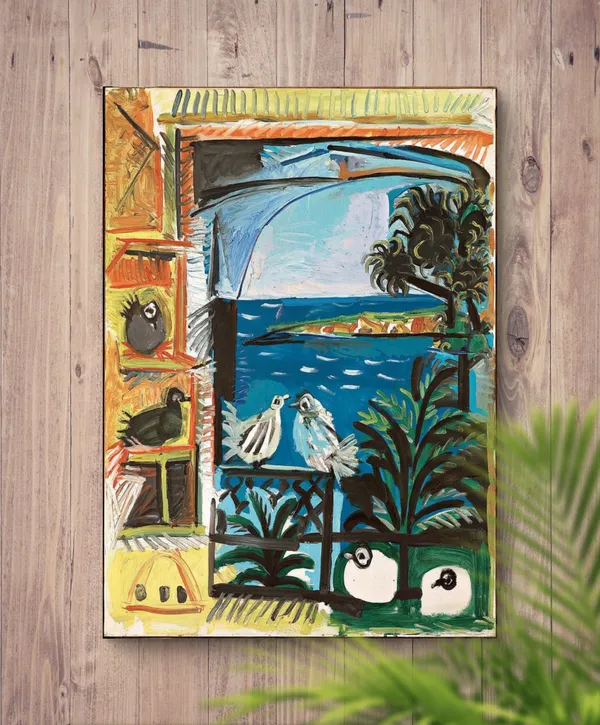 *The_Pigeons,_Cannes_(1957),_A_Painting_by_Picasso,_Unframed_Canvas_Print,_Multicolor