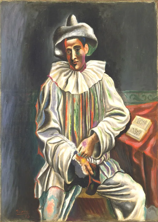 *Pierrot*_(1918),_A_Painting_by_Picasso,_Unframed_Canvas_Print,_Multicolor