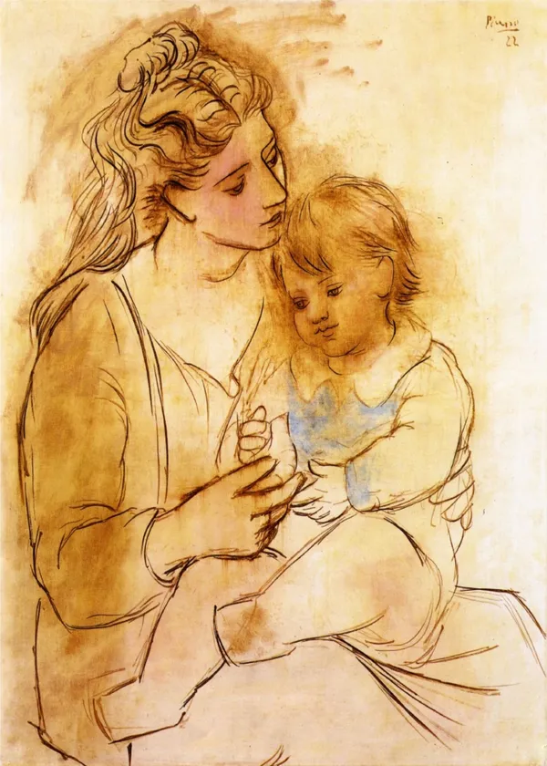 *Mother_and_Child*_(1922),_A_Painting_by_Picasso,_Unframed_Canvas_Print,_Multicolor