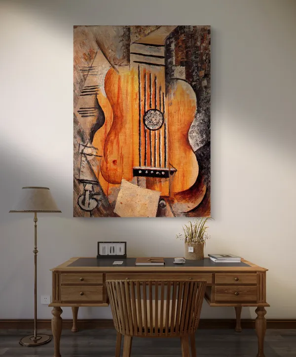 *Guitar,_I_Love_Eva*_(1912),_A_Painting_by_Picasso,_Unframed_Canvas_Print,_Multicolor