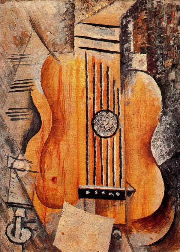 *Guitar,_I_Love_Eva*_(1912),_A_Painting_by_Picasso,_Unframed_Canvas_Print,_Multicolor