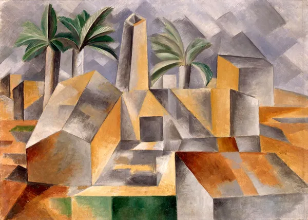*Factory_at_Horto_de_Ebro*_(1909),_A_Painting_by_Picasso,_Unframed_Canvas_Print,_Multicolor