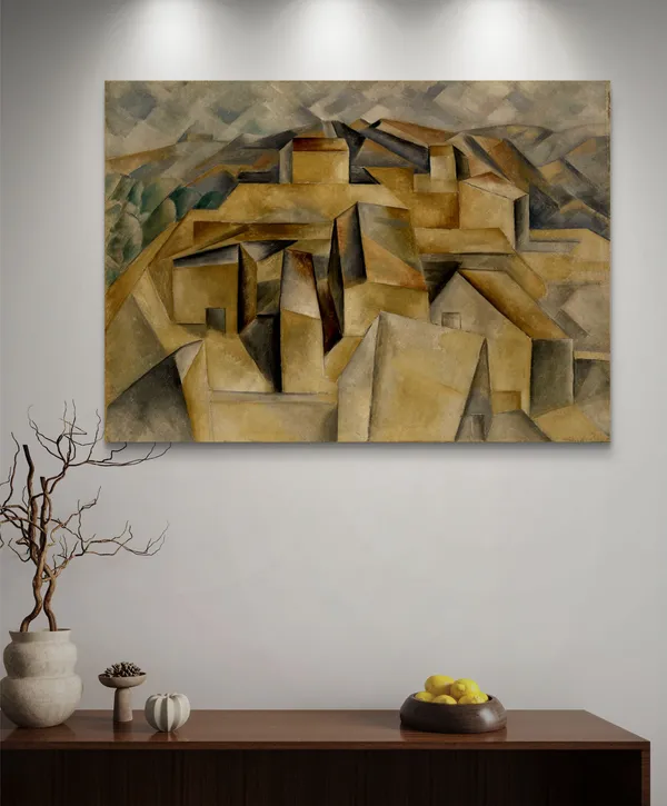 *Houses_on_the_Hill*_(1909),_A_Painting_by_Picasso,_Unframed_Canvas_Print,_Multicolor