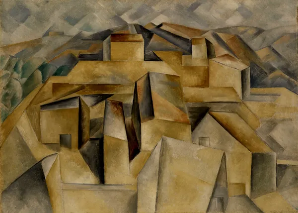 *Houses_on_the_Hill*_(1909),_A_Painting_by_Picasso,_Unframed_Canvas_Print,_Multicolor
