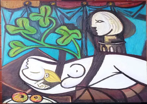 *Green_Leaves_and_Bust*_(1932),_A_Painting_by_Picasso,_Unframed_Canvas_Print,_Multicolor