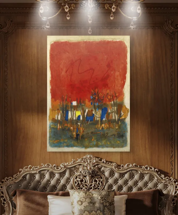 *Red_Landscape*_(1964)-_M.F._Husain's_Painting,_Unframed_Canvas_Print,_Wall_Decor,_Multicolour