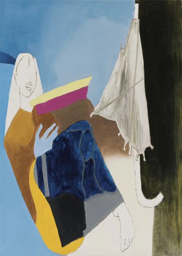 *Portrait_of_an_Umbrella_Series*_(1980)-_M.F._Husain's_Painting,_Unframed_Canvas_Print,_Wall_Decor,_Multicolour