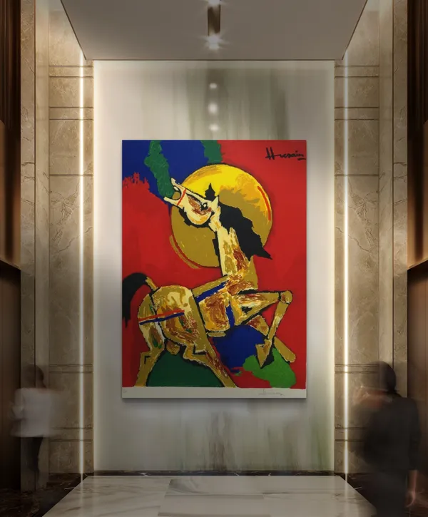 The_Horse-_M.F._Husain's_Painting,_Unframed_Canvas_Print,_Wall_Decor,_Multicolour