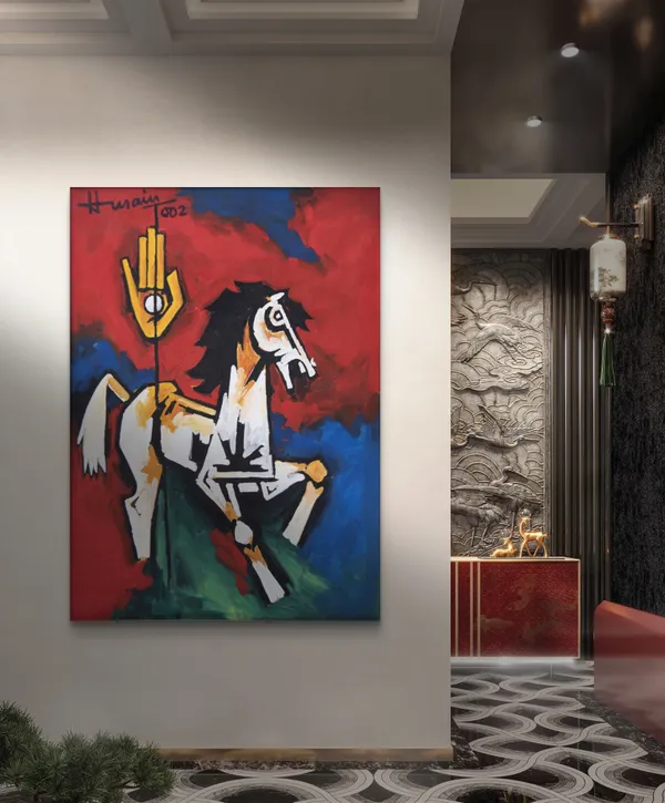 *The_Horse*_(2002)-_M.F._Husain's_Painting,_Unframed_Canvas_Print,_Wall_Decor,_Multicolour