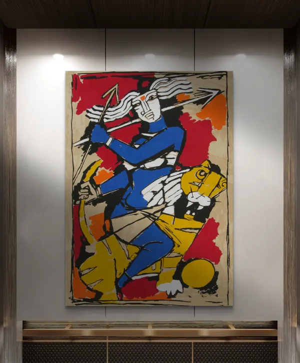 *Goddess_Durga*-_M.F._Husain's_Painting,_Unframed_Canvas_Print,_Wall_Decor,_Multicolour