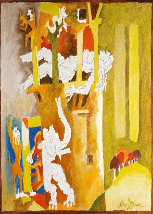 *Living_Goddess*_(1960)-_M.F._Husain's_Painting,_Unframed_Canvas_Print,_Wall_Decor,_Multicolour