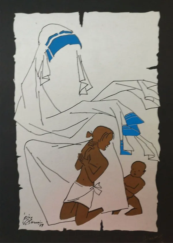 *Mother_Teresa-_Angel_for_Homeless*-_M.F._Husain's_Painting,_Unframed_Canvas_Print,_Wall_Decor,_Multicolour