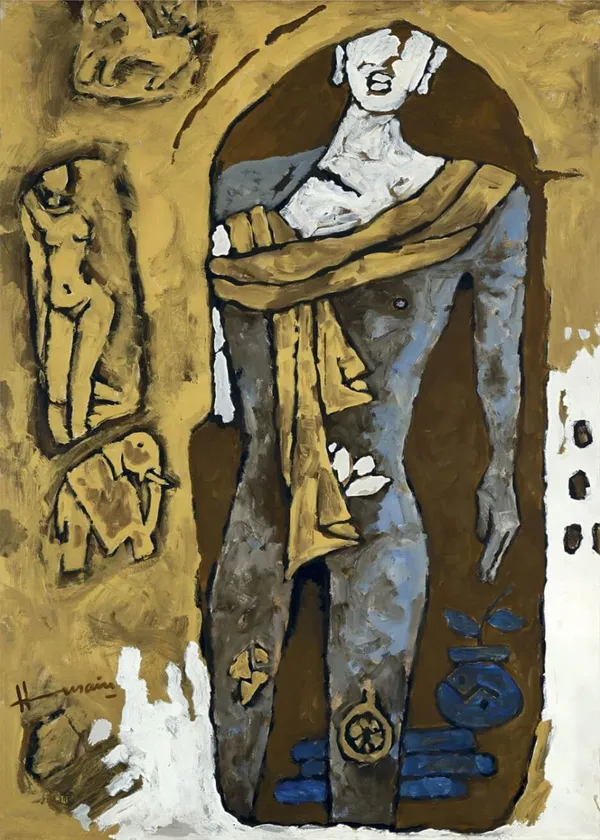 *Gautam_Buddha*-_M.F._Husain's_Painting,_Unframed_Canvas_Print,_Wall_Decor,_Multicolour