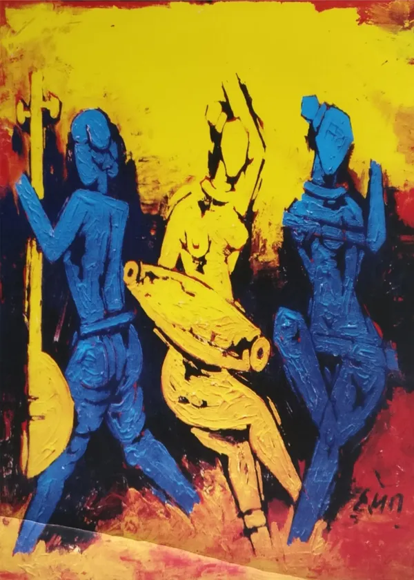 *Dancers*-_M.F._Husain's_Painting,_Unframed_Canvas_Print,_Wall_Decor,_Multicolour