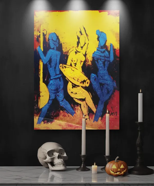 *Dancers*-_M.F._Husain's_Painting,_Unframed_Canvas_Print,_Wall_Decor,_Multicolour