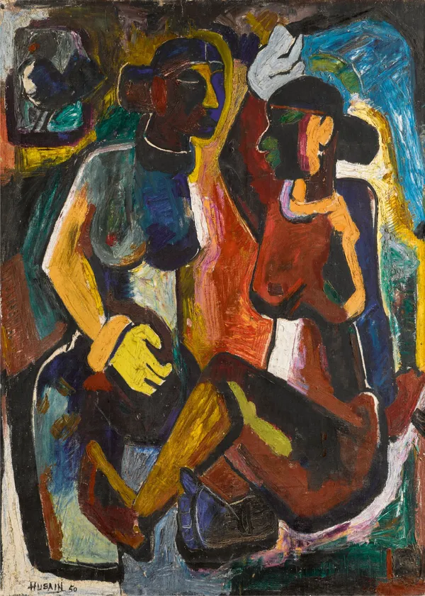 *Maharashtriy_Women*_(1950)-_M.F._Husain's_Painting,_Unframed_Canvas_Print,_Wall_Decor,_Multicolour