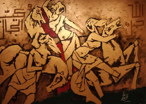*Three_Horses_and_the_Riders*-_M.F._Husain's_Painting,_Unframed_Canvas_Print,_Wall_Decor,_Multicolour
