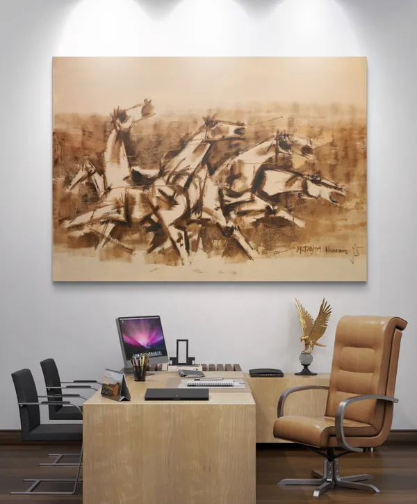 *Four_Horses_and_the_Battle*-_M.F._Husain's_Painting,_Unframed_Canvas_Print,_Wall_Decor,_Multicolour