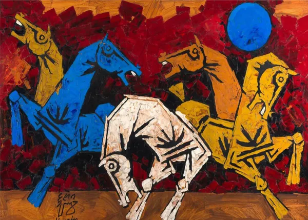 Five_Horses-_M.F._Husain's_Painting,_Unframed_Canvas_Print,_Wall_Decor,_Multicolour