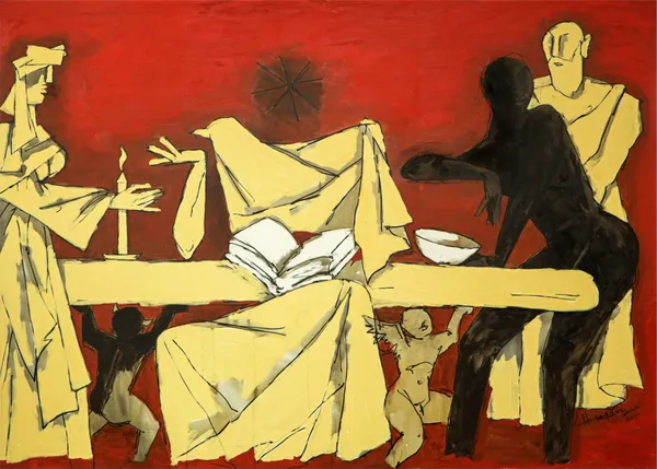 *The_Last_Supper*-_M.F._Husain's_Painting,_Unframed_Canvas_Print,_Wall_Decor,_Multicolour