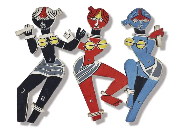 *Lady_Dancers*-_M.F._Husain's_Painting,_Unframed_Canvas_Print,_Wall_Decor,_Multicolour